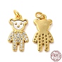 925 Sterling Silver Micro Pave Cubic Zirconia Charms, Bear Charm, with Shell & 925 Stamp & Jump Ring