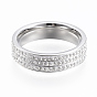 304 anillos de dedo de ancho de banda de acero inoxidable, con diamantes de imitación de arcilla polimérica, tamaño de 6~9