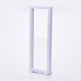 Soportes de plástico, con membrana transparente, 3 d soporte de pantalla de marco flotante, para exhibición de joyas de pulsera / collar, Rectángulo