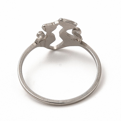 304 Stainless Steel Double Cat Finger Ring for Women