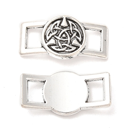 Tibetan Style Alloy Connector Charms, Rectangle with Round