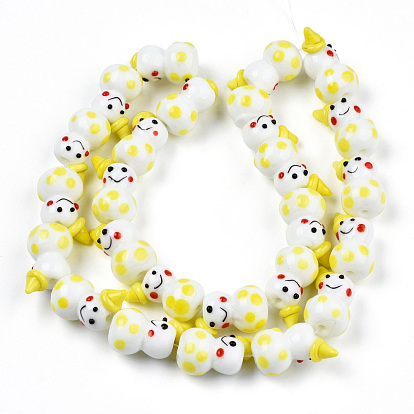 Handmade Lampwork Beads Strands, Snowman