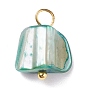 Natural Dyed Shell Charms, with Golden Tone Brass Loops, Irregular Shapes