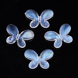 Perles acryliques transparentes, poudre de scintillement, papillon