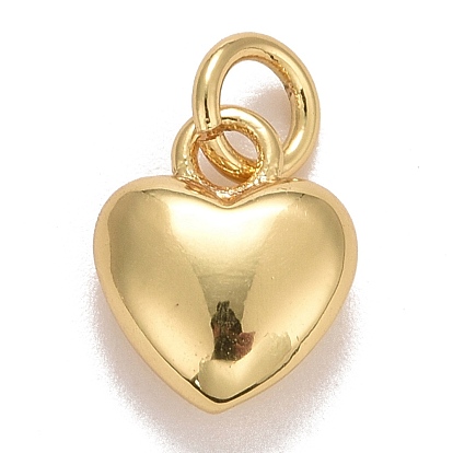 Подвески из латуни с покрытием из настоящего золота 18k, с прыжковых колец, долговечный, без свинца и без кадмия, сердце