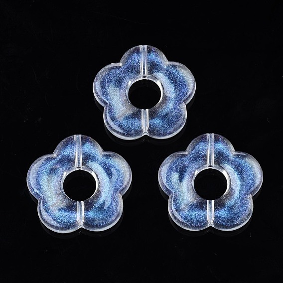 Perles acryliques transparentes, poudre de scintillement, fleur