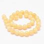 Natural Yellow Jade Beads Strands, Round, 10mm, Hole: 1mm, about 41pcs/strand, 15.94 inch