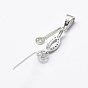 925 Sterling Silver Micro Pave Cubic Zirconia Pendant Bails, Ice Pick & Pinch Bails