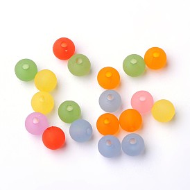 Round Transparent Acrylic Beads, Frosted