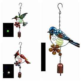 Wind Chimes, Iron Art Bird Pendant Decorations with Glow in the Dark Ball