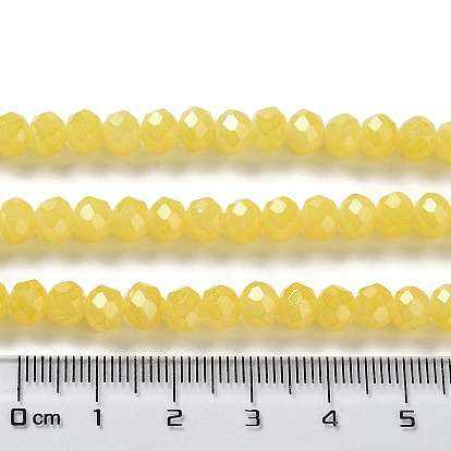 Baking Painted Imitation Jade Glass Bead Strands, Faceted Rondelle