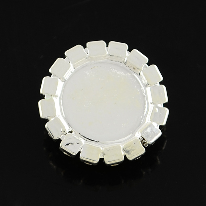 Demi-rond brillant laiton cabochons abs en plastique imitation perle, avec un cristal strass qualité, couleur argentée couleur métal plaqué, 18x6.5mm