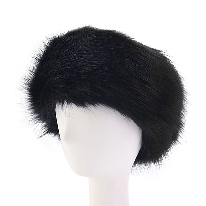 Faux Fur Fiber Yarn Warmer Headbands, Soft Stretch Thick Cable Knit Head Wrap for Women