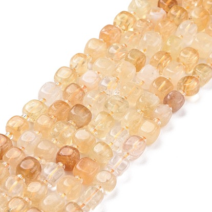Natural Yellow Quartz Beads Strands, with Seed Beads, Square