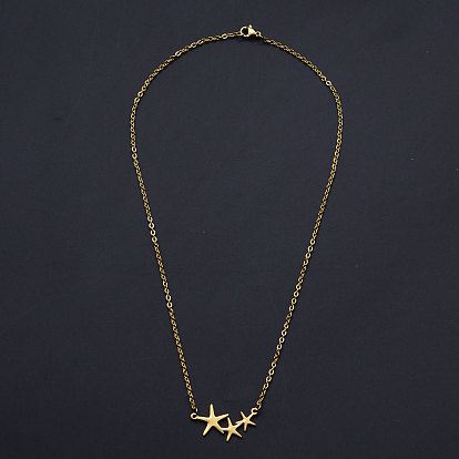 201 pendentifs en acier inoxydable, avec des chaînes du câble et fermoirs pince de homard, 3 -étoile