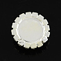 Demi-rond brillant laiton cabochons abs en plastique imitation perle, avec un cristal strass qualité, couleur argentée couleur métal plaqué, 18x6.5mm