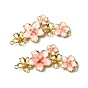 Rack Plating Brass Enamel Connector Charms, Flower Links, Cadmium Free & Lead Free, Long-Lasting Plated