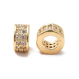 Micro cuivres ouvrent zircone cubique perles européennes, Perles avec un grand trou   , réel 18 k plaqué or, colonne