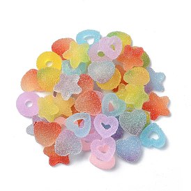 50Pcs 10 Styles Resin Cabochons, Imitation Candy, Two Tone, Gradient Color