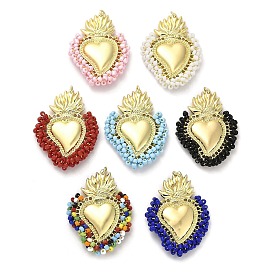 Rack Plating Brass Pendants, Alloy and Clay, Real 18K Gold Plated, Cadmium Free & Lead Free, Sacred Heart of Jesus
