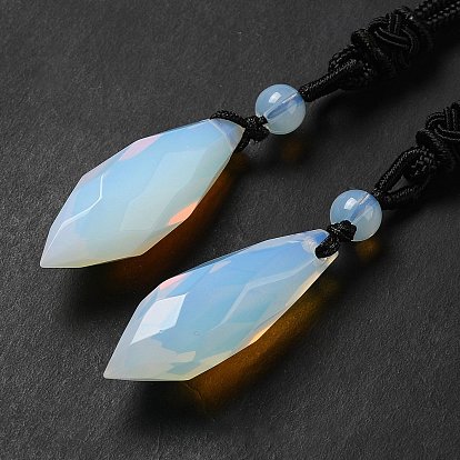 Ожерелье с подвеской из натуральных и синтетических драгоценных камней с нейлоновой веревкой для женщин