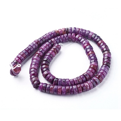 Natural Lepidolite/Purple Mica Stone Beads Strands, Spodumene Beads, Heishi Beads, Flat Round/Disc