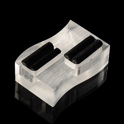 Organic Glass Ring Displays, with Black Velvet, Twist Rectangle, 37x59x19mm