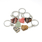 Synthetic & Natural Gemstone Keychain, with Iron Findings, Buddha Head, Platinum