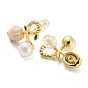 Boucles d'oreilles à tige en forme de tulipe et de perles naturelles en oxyde de zirconium, boucles d'oreilles en laiton avec épingles en argent sterling
