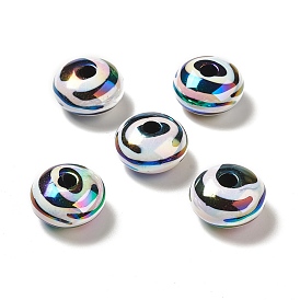 UV Plating Opaque Rainbow Iridescent Acrylic Beads, Rondelle