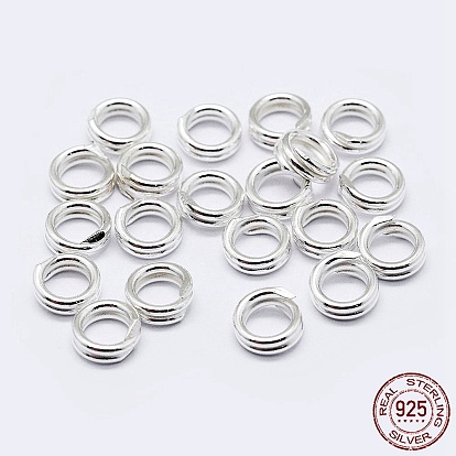 925 anillos de salto divididos en plata de ley, anillos del salto doble bucle, anillos redondos