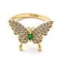 Cubic Zirconia Butterfly Open Cuff Ring, Brass Jewelry for Women