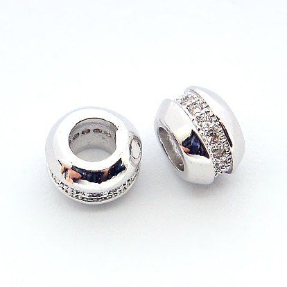 Micro cuivres ouvrent perles de rondelle de zircone cubique, sans cadmium et sans nickel et sans plomb, 7x5mm, Trou: 3mm