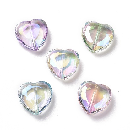 Placage uv perles acryliques irisées arc-en-ciel, cœur