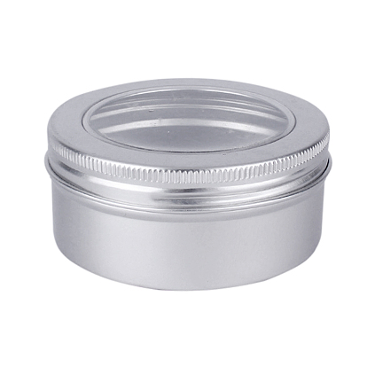 150ml Round Aluminium Tin Cans, Aluminium Jar, Storage Containers for Jewelry Beads, Candies, with Screw Top Lid and Clear Window