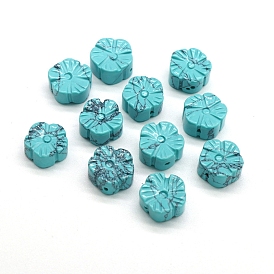 Synthetic Blue Turquoise Beads, Flower