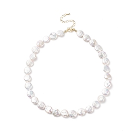 Collier de perles keshi naturelles avec fermoir en laiton pour femme