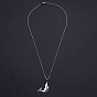 201 Stainless Steel Dolphin Pendants Necklaces, with Cable Chains and Lobster Claw Clasps