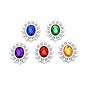 Alloy Cabochons, with Rhinestone, Cadmium Free & Lead Free, Faceted, Oval, Silver