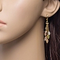 Real 18K Gold Plated Brass Cubic Zirconia Tassels Dangle Hoop Earrings, 54x12mm