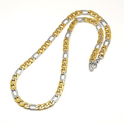 La mode des colliers 304 de la chaîne de figaro en acier inoxydable pour les hommes, avec fermoir pince de homard, 19.88 pouces ~21.65 pouces (505~550mm)x8mm