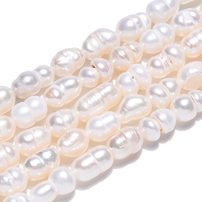 Hilos de perlas de agua dulce cultivadas naturales, cuentas barrocas de arroz con perlas keshi