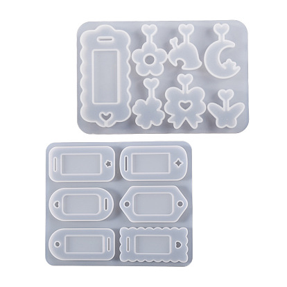 Moldes de silicona para amuletos de conector diy, moldes de resina, para resina uv, fabricación de joyas de resina epoxi, luna/mariposa/rectángulo