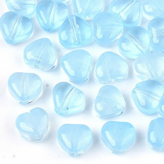 Transparent Spray Painted Glass Beads, Heart, Imitation Jelly