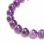 Natural Gemstone Round Beaded Stretch Bracelet with Bullet Shape Charm for Women