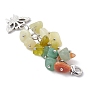 Alloy Charms & Natural Gemstone Chips Beaded Pendant Decoration, with Brass Lobster Claw Clasps, Mixed Shapes