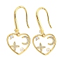 Boucles d'oreilles pendantes en forme de cœur en zircone cubique, avec étoile et perle en plastique, véritables boucles d'oreilles en laiton plaqué or 18k, sans cadmium et sans plomb