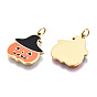 316 Surgical Stainless Steel Enamel Charms, with Jump Rings, for Halloween, Pumpkin, Coral