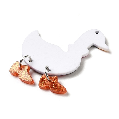 Printed Acrylic Pendants, with Sequins, Duck Charm