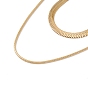 2Pcs 2 Style 304 Stainless Steel Herringbone & Snake Chain Necklaces Set for Men Women